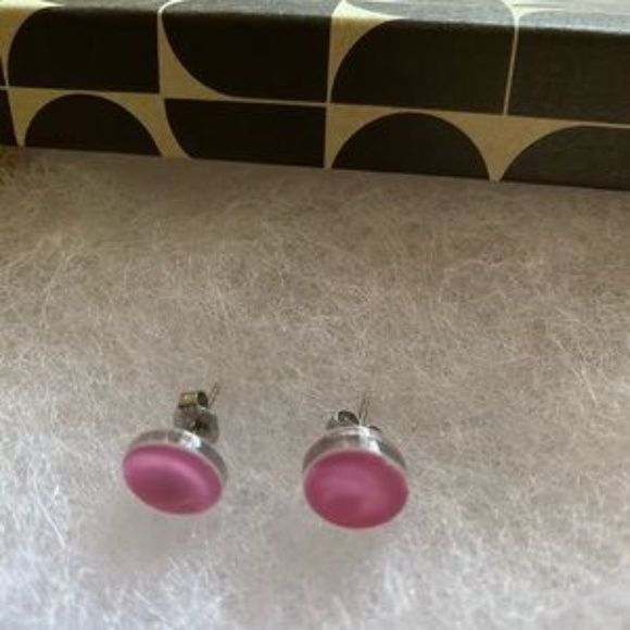 NWOT Sterling Silver Pink Glass Earrings - Picture 5 of 5